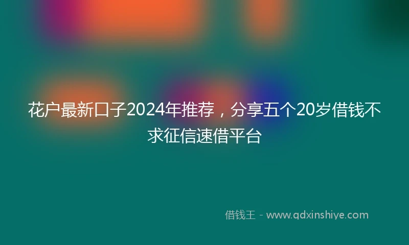 花户最新口子2024年推荐，分享五个20岁借钱不求征信速借平台