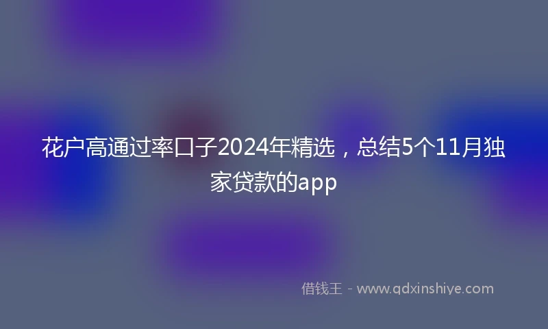花户高通过率口子2024年精选，总结5个11月独家贷款的app