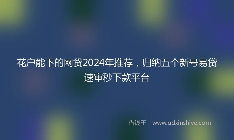 花户能下的网贷2024年推荐，归纳五个新号易贷速审秒下款平台