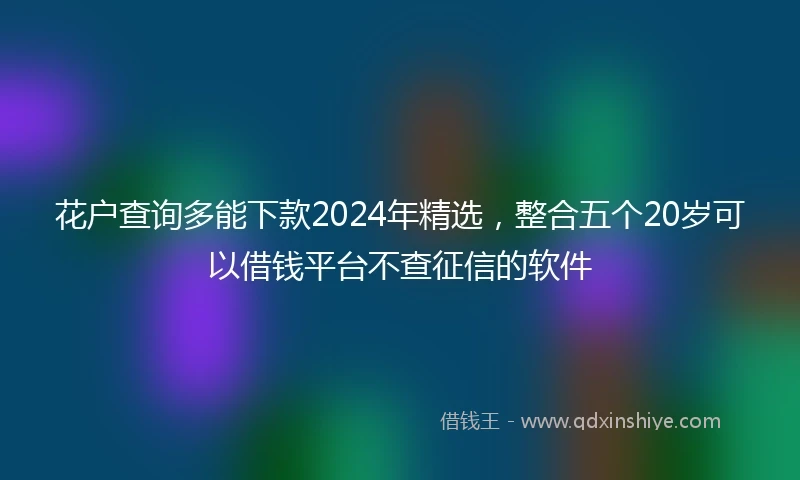 花户查询多能下款2024年精选，整合五个20岁可以借钱平台不查征信的软件