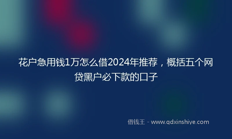 花户急用钱1万怎么借2024年推荐，概括五个网贷黑户必下款的口子