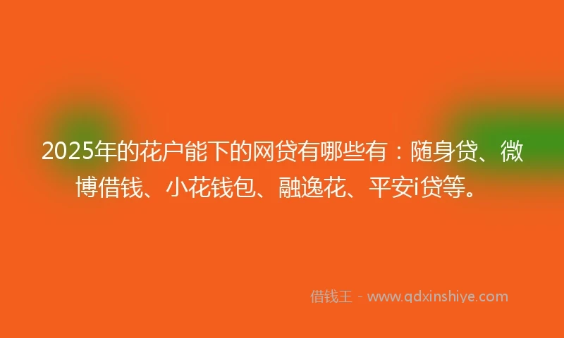 2025年的花户能下的网贷有哪些有：随身贷、微博借钱、小花钱包、融逸花、平安i贷等。