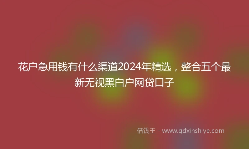 花户急用钱有什么渠道2024年精选，整合五个最新无视黑白户网贷口子