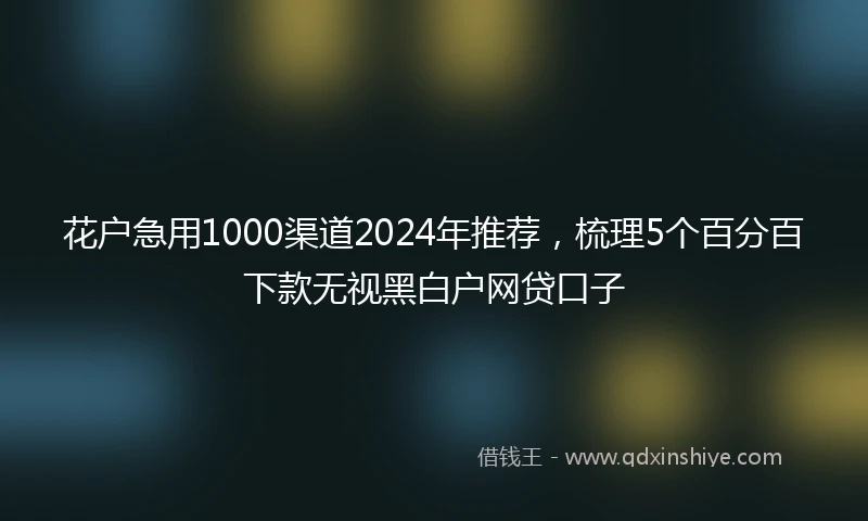 花户急用1000渠道2024年推荐，梳理5个百分百下款无视黑白户网贷口子