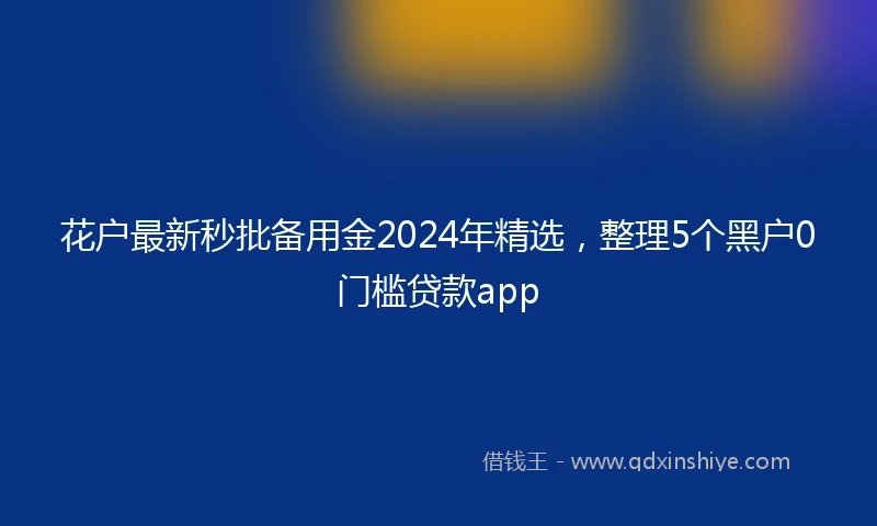 花户最新秒批备用金2024年精选，整理5个黑户0门槛贷款app