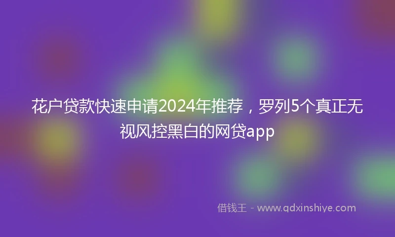 花户贷款快速申请2024年推荐，罗列5个真正无视风控黑白的网贷app