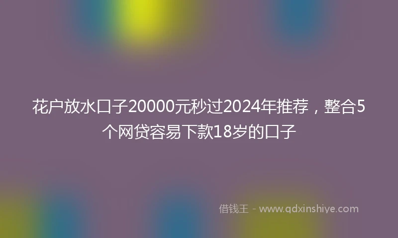 花户放水口子20000元秒过2024年推荐，整合5个网贷容易下款18岁的口子