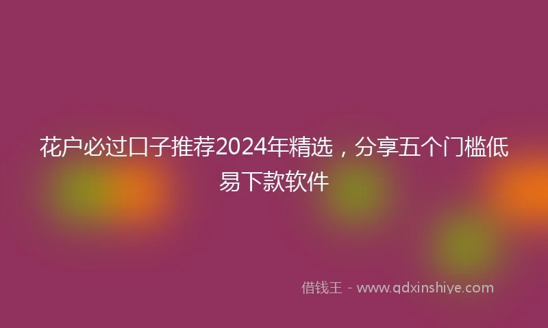 花户必过口子推荐2024年精选，分享五个门槛低易下款软件