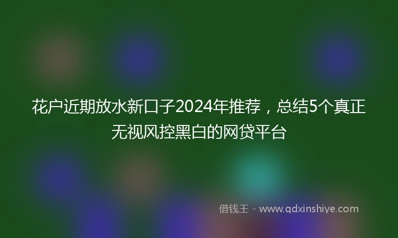 花户近期放水新口子2024年推荐，总结5个真正无视风控黑白的网贷平台