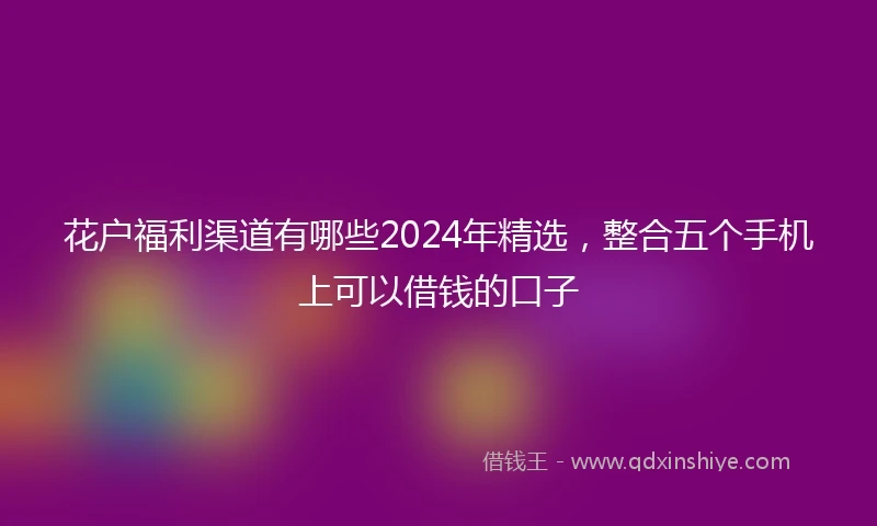 花户福利渠道有哪些2024年精选，整合五个手机上可以借钱的口子