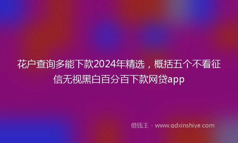 花户查询多能下款2024年精选，概括五个不看征信无视黑白百分百下款网贷app