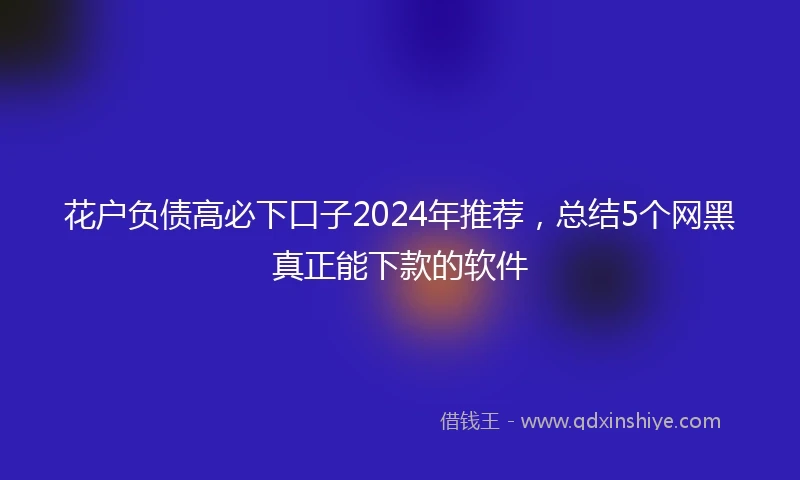 花户负债高必下口子2024年推荐，总结5个网黑真正能下款的软件