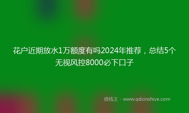 花户近期放水1万额度有吗2024年推荐，总结5个无视风控8000必下口子