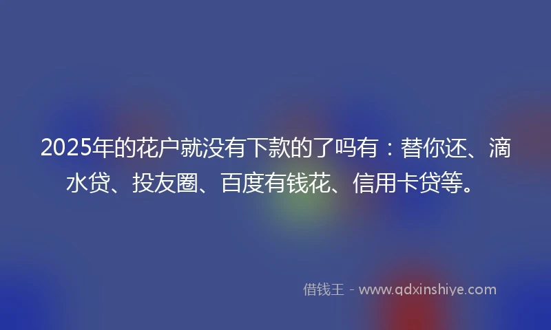 2025年的花户就没有下款的了吗有:替你还、滴水贷、投友圈、百度有钱花、信用卡贷等。
