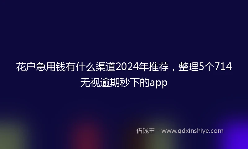 花户急用钱有什么渠道2024年推荐，整理5个714无视逾期秒下的app
