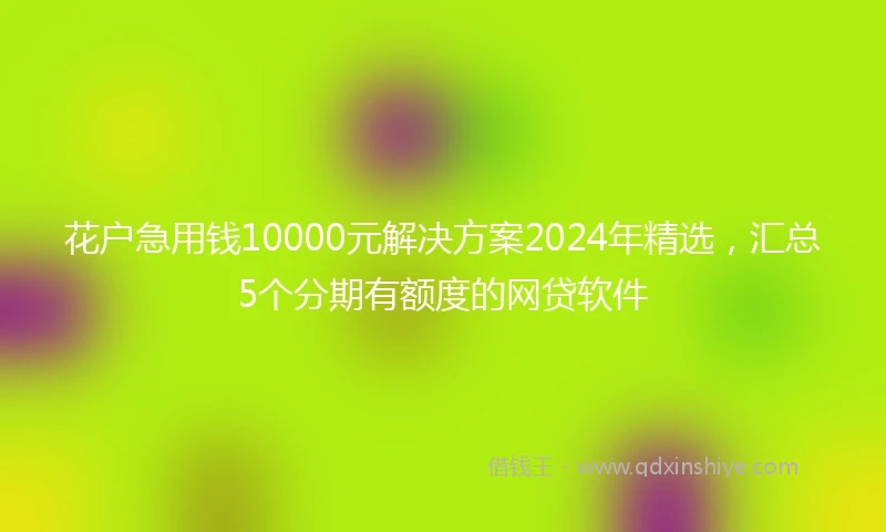 花户急用钱10000元解决方案2024年精选,汇总5个分期有额度的网贷软件