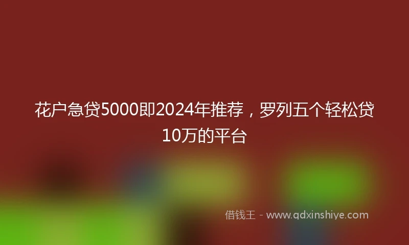 花户急贷5000即2024年推荐，罗列五个轻松贷10万的平台
