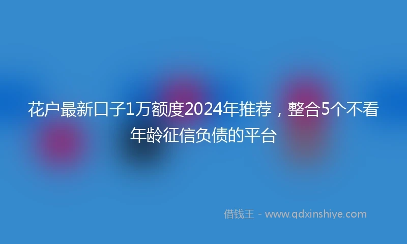 花户最新口子1万额度2024年推荐，整合5个不看年龄征信负债的平台