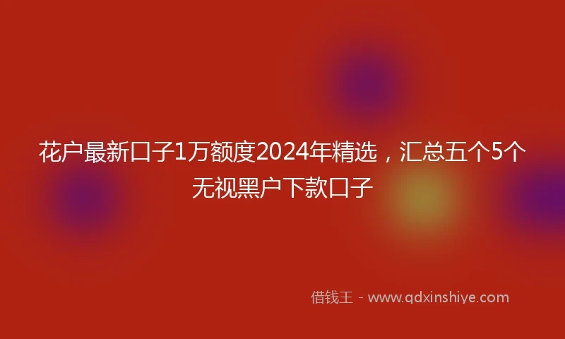 花户最新口子1万额度2024年精选，汇总五个5个无视黑户下款口子