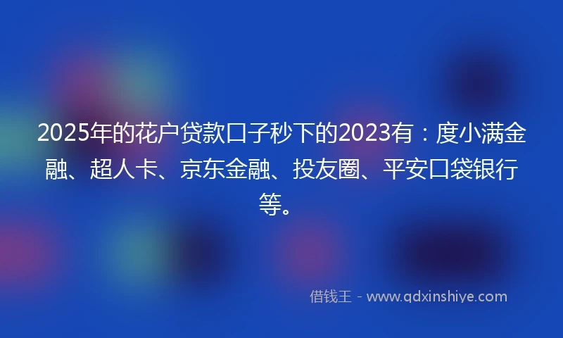 2025年的花户贷款口子秒下的2023有：度小满金融、超人卡、京东金融、投友圈、平安口袋银行等。