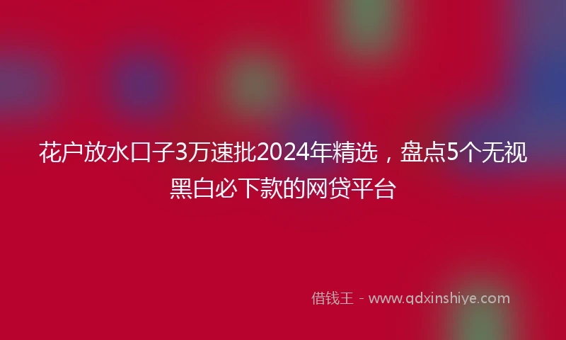 花户放水口子3万速批2024年精选，盘点5个无视黑白必下款的网贷平台