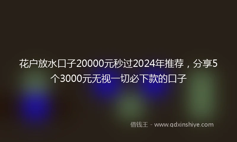 花户放水口子20000元秒过2024年推荐，分享5个3000元无视一切必下款的口子