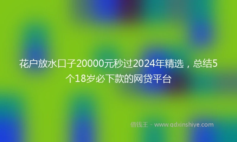 花户放水口子20000元秒过2024年精选，总结5个18岁必下款的网贷平台