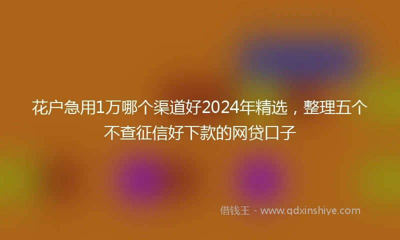 花户急用1万哪个渠道好2024年精选，整理五个不查征信好下款的网贷口子
