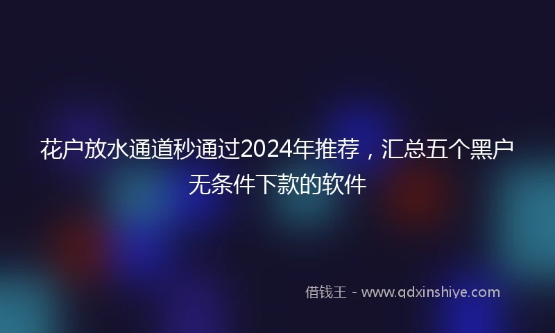 花户放水通道秒通过2024年推荐，汇总五个黑户无条件下款的软件