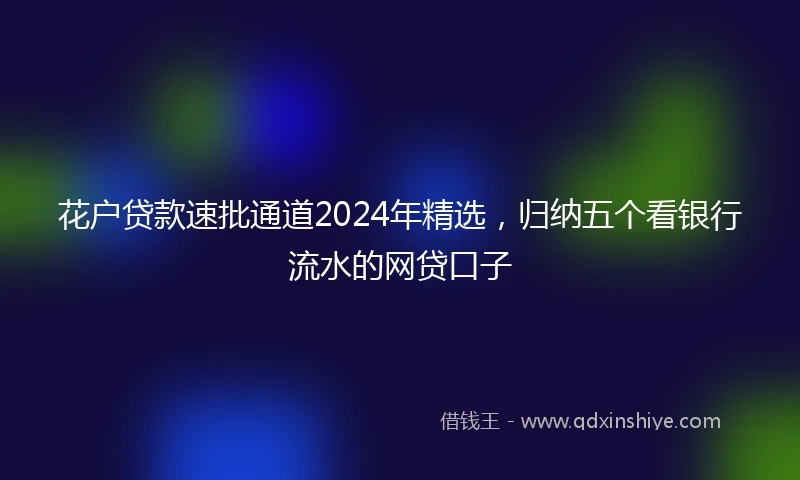 花户贷款速批通道2024年精选，归纳五个看银行流水的网贷口子