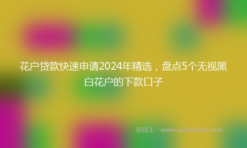 花户贷款快速申请2024年精选，盘点5个无视黑白花户的下款口子