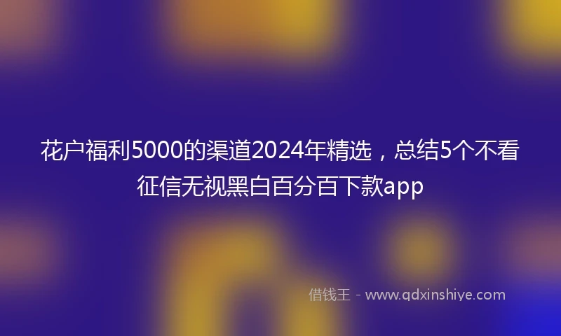 花户福利5000的渠道2024年精选，总结5个不看征信无视黑白百分百下款app