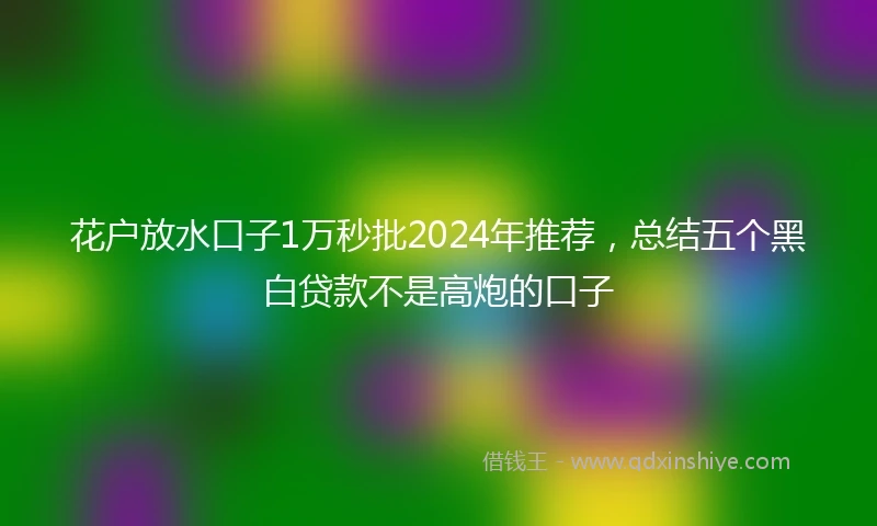 花户放水口子1万秒批2024年推荐，总结五个黑白贷款不是高炮的口子