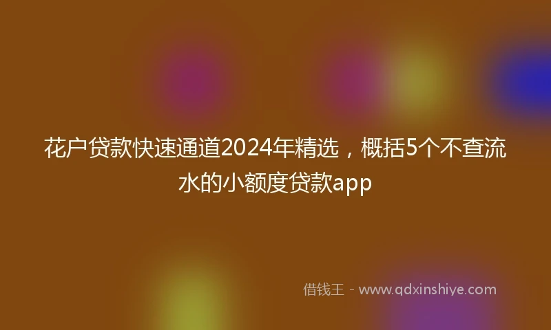 花户贷款快速通道2024年精选，概括5个不查流水的小额度贷款app