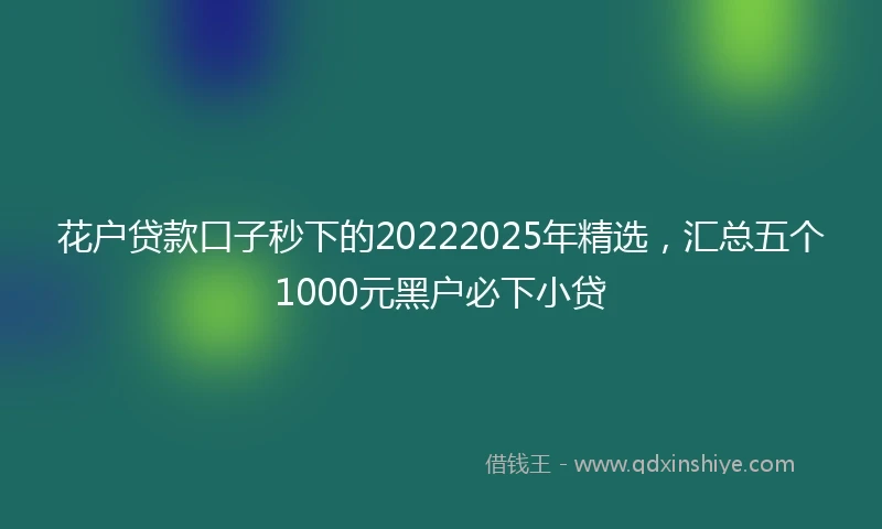 花户贷款口子秒下的20222025年精选，汇总五个1000元黑户必下小贷