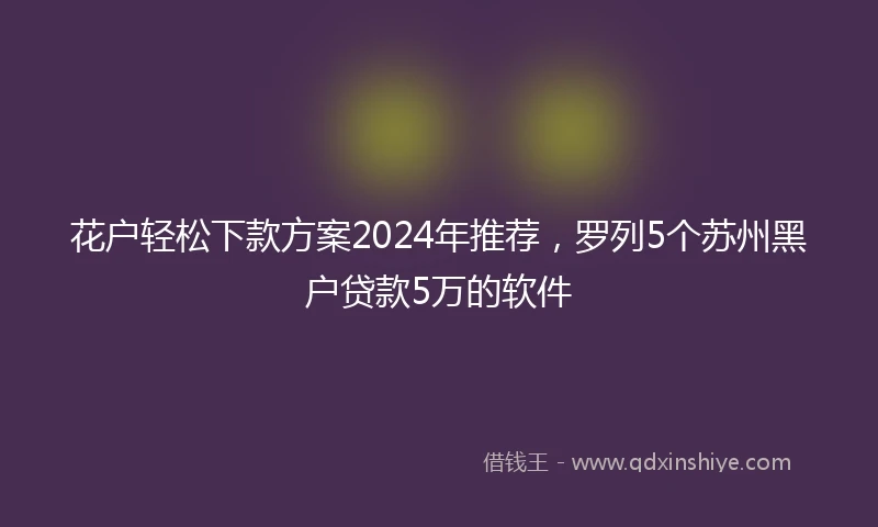 花户轻松下款方案2024年推荐，罗列5个苏州黑户贷款5万的软件