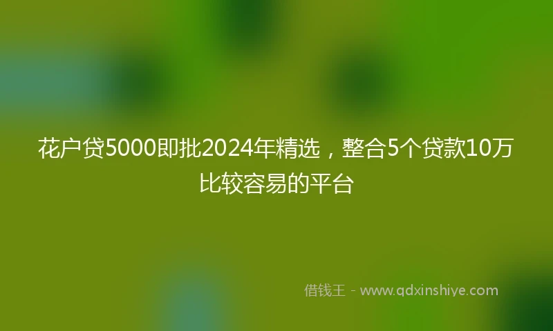 花户贷5000即批2024年精选，整合5个贷款10万比较容易的平台