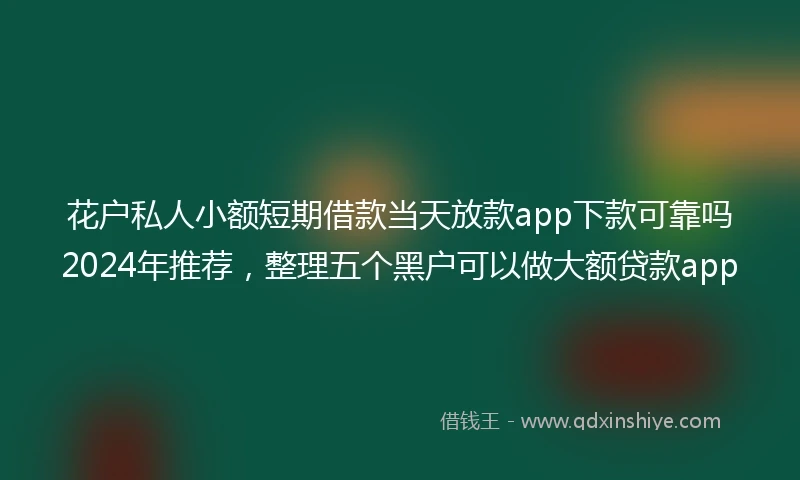花户私人小额短期借款当天放款app下款可靠吗2024年推荐，整理五个黑户可以做大额贷款app
