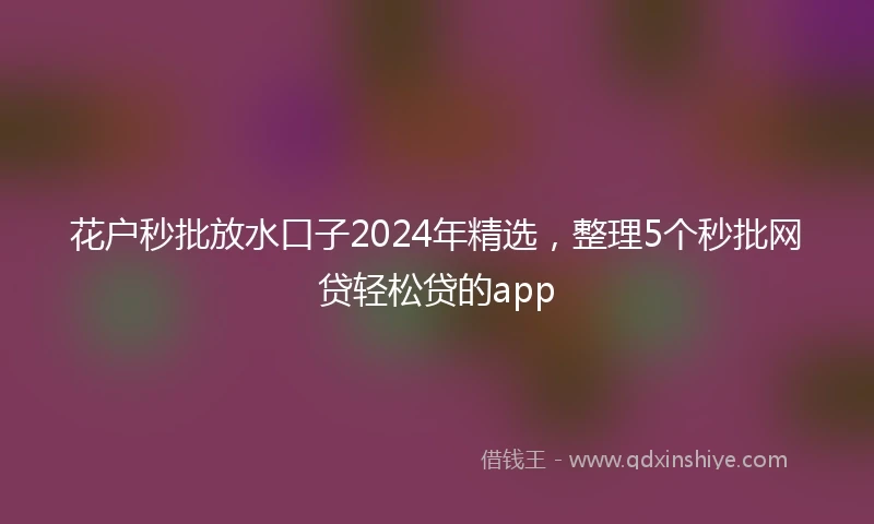 花户秒批放水口子2024年精选，整理5个秒批网贷轻松贷的app