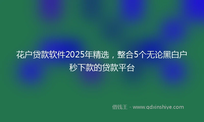 花户贷款软件2025年精选，整合5个无论黑白户秒下款的贷款平台