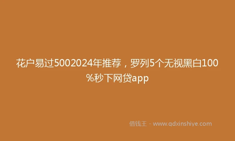 花户易过5002024年推荐，罗列5个无视黑白100%秒下网贷app