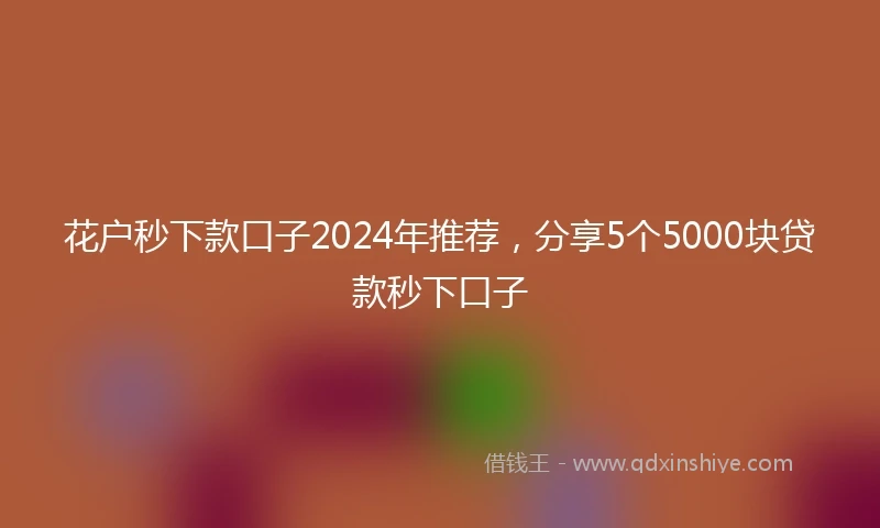 花户秒下款口子2024年推荐，分享5个5000块贷款秒下口子