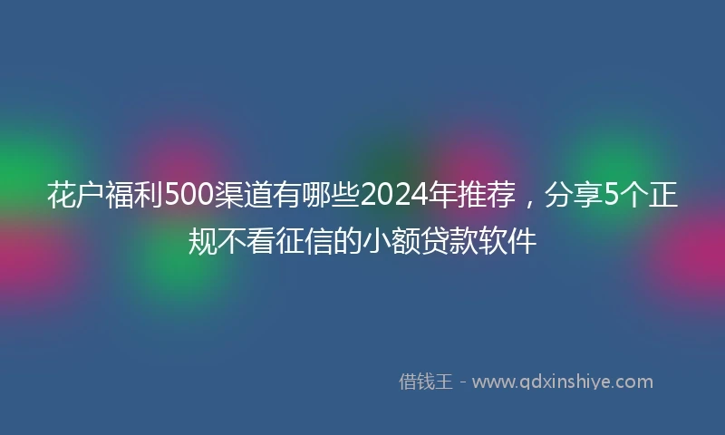 花户福利500渠道有哪些2024年推荐，分享5个正规不看征信的小额贷款软件