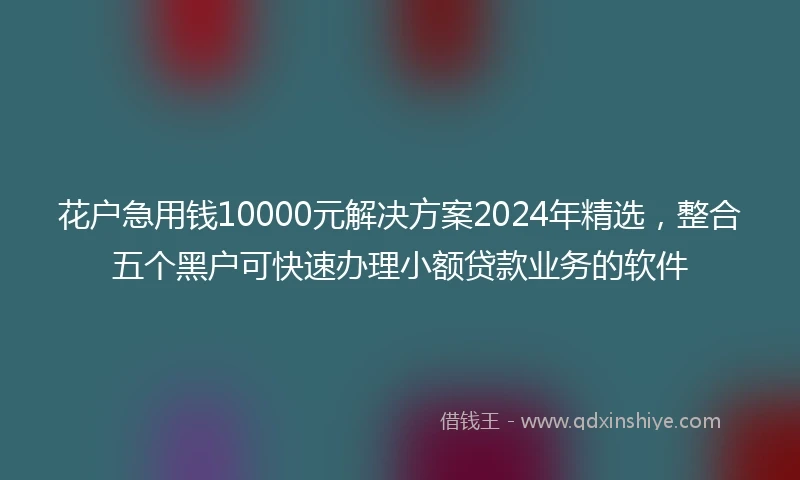 花户急用钱10000元解决方案2024年精选，整合五个黑户可快速办理小额贷款业务的软件