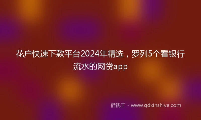 花户快速下款平台2024年精选，罗列5个看银行流水的网贷app