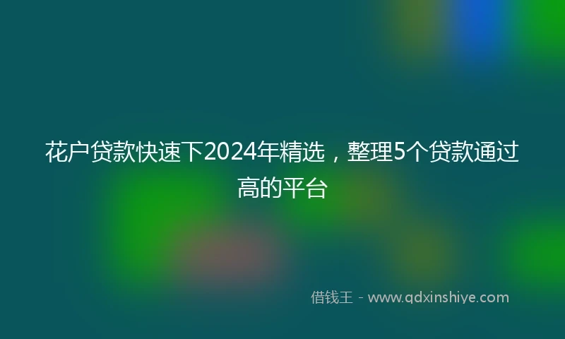 花户贷款快速下2024年精选，整理5个贷款通过高的平台