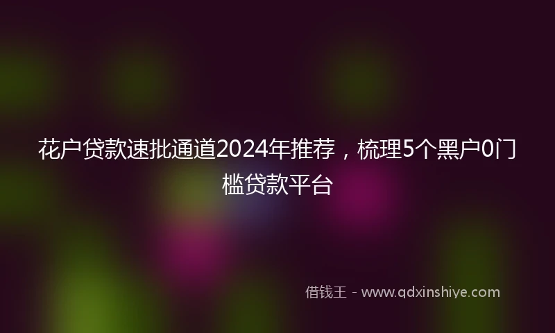 花户贷款速批通道2024年推荐，梳理5个黑户0门槛贷款平台