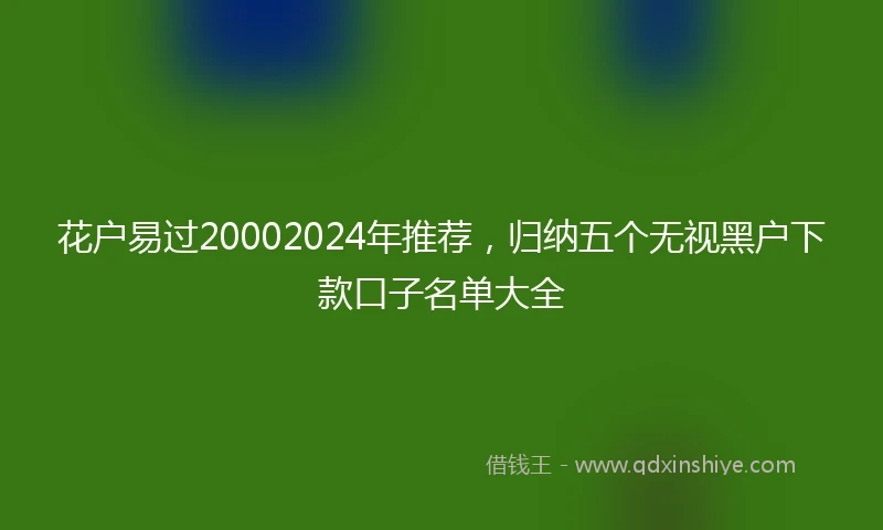 花户易过20002024年推荐，归纳五个无视黑户下款口子名单大全