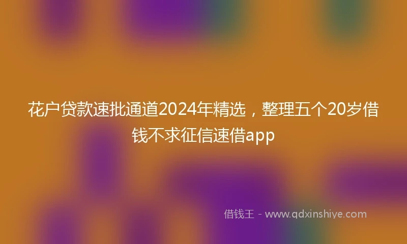 花户贷款速批通道2024年精选，整理五个20岁借钱不求征信速借app