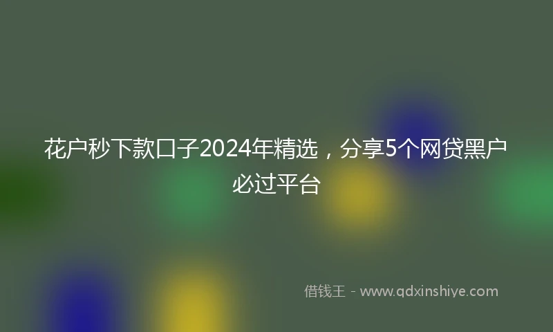 花户秒下款口子2024年精选，分享5个网贷黑户必过平台
